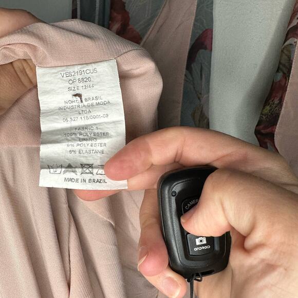 PatBo Peony Print Cutout Midi Crepe Long Sleeve Blue Pink Dress US Size 12 - Picture 16 of 16